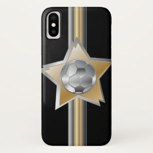 Capa Para iPhone X Estrela da bola de futebol do efeito do ouro e da