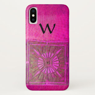 Capa Para iPhone Da Case-Mate ESTRELA DE MANHÃ, Rosa,Preto,Monograma de Fúchsia