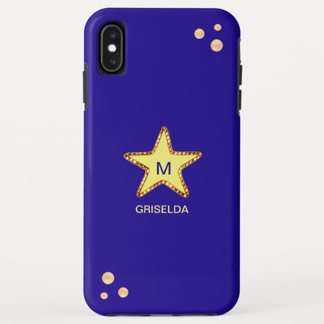 Capa Para iPhone, Case-Mate Estrela Ouro brilhante em azul (Verso)