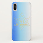 Capa Para iPhone X Estrela Personalizada de David e Chai - Iphone 4/4<br><div class="desc">Estrela Personalizada de David e Chai em um caso tradicional de fundo azul e branco. Muito elegante e maravilhosamente feito. PRESENTE DE excelente PARA BAR OU BANHO MITZVA. Começo de David e Cores Chai são personalizáveis.</div>