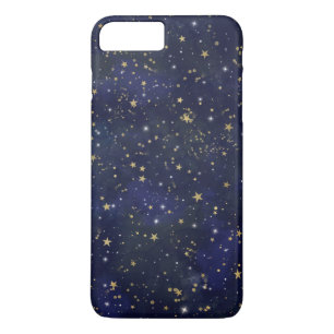 Capa iPhone 8 Plus/7 Plus Estrelas Celestiais Azul e Dourado Aquarela Capric
