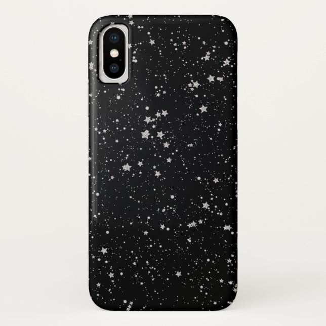 Capa Para iPhone, Case-Mate Estrelas de Brilho2 - Preto Prateado (Verso)