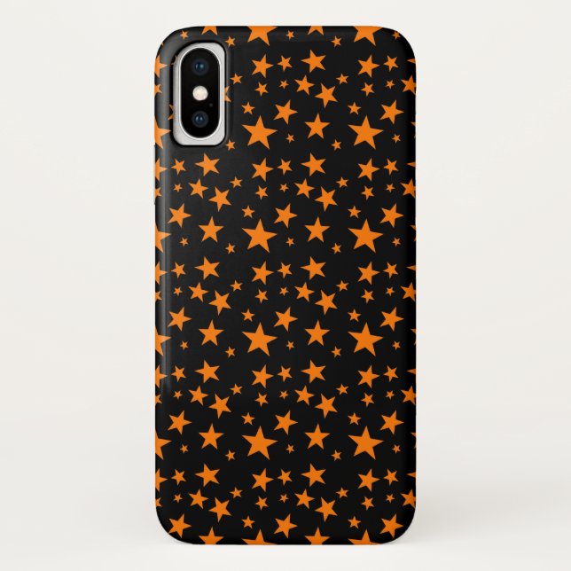 Capa Para iPhone, Case-Mate Estrelas de Laranja em Preto | Diversão de Hallowe (Verso)