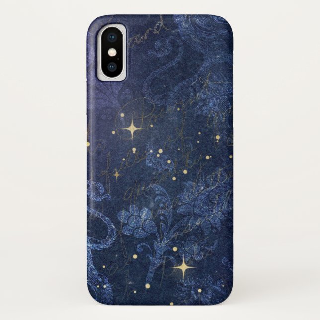 Capa Para iPhone, Case-Mate Estrelas de ouro celestiais texto desvanecido flor (Verso)