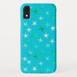 Capa Para iPhone Da Case-Mate Estrelas satíricas, verde claro e azul na turquesa<br><div class="desc">Estrelas num gradiente satírico,  com um ligeiro efeito elevado / 3 d,  contra um fundo azul turquesa</div>
