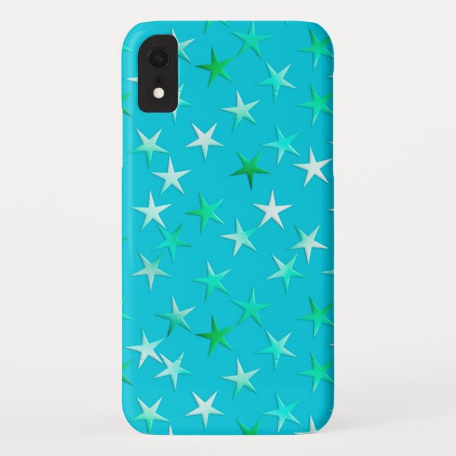 Capa Para iPhone, Case-Mate Estrelas satíricas, verde claro e azul na turquesa (Verso)