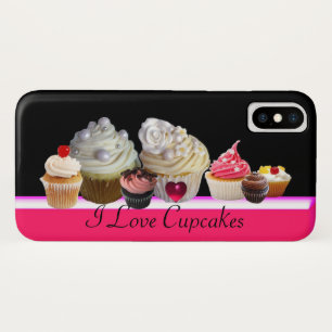 Capa Para iPhone Da Case-Mate Eu adoro CUPCAKES DELICIOSOS Rosa, Fuchsia White
