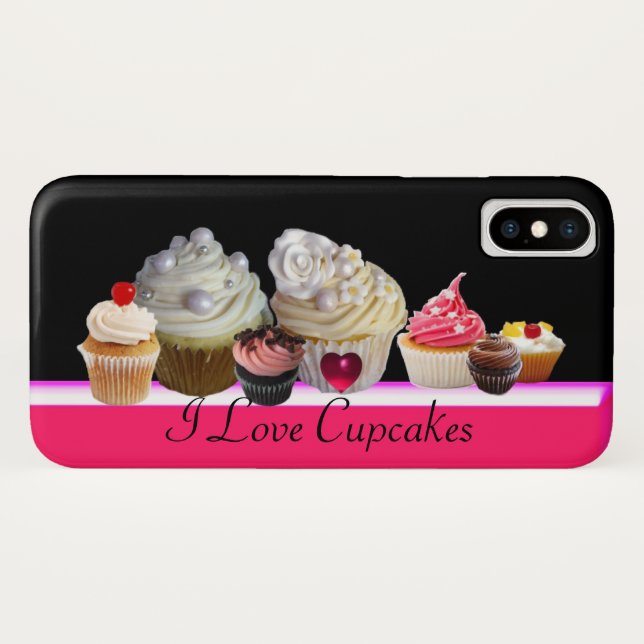 Capa Para iPhone, Case-Mate EU AMO CUPCAKES DELICIOSOS Rosa,Branco Fúcsia (Verso (Horizontal))