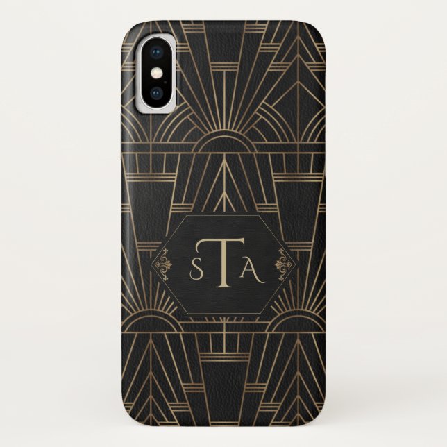 Capa Para iPhone, Case-Mate Excelente preto Dourado Real Gatsby 20s Estilo Mon (Verso)