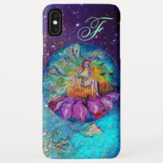 Capa Para iPhone, Case-Mate FAIRY IN A NOITE Blue Teal Monograma (Verso)