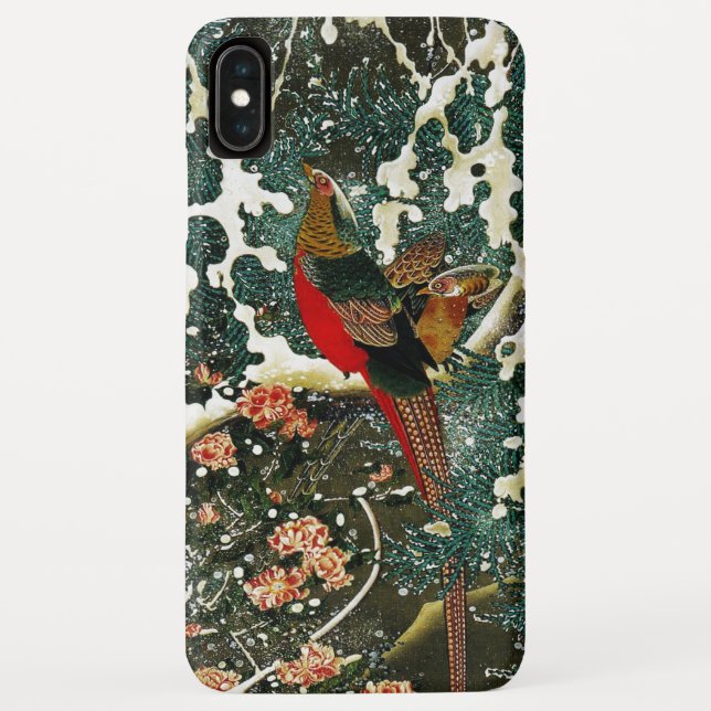 Capa Para iPhone, Case-Mate Faisões na neve, pinheiro, Rosas, japonês (Verso)