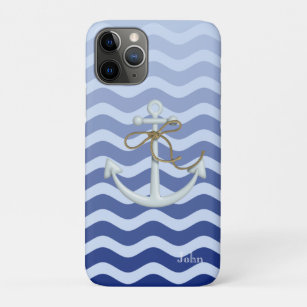 Capa Para iPhone 11 Pro Faixa Marinho de Ondas Azuis do Navegador Náutico