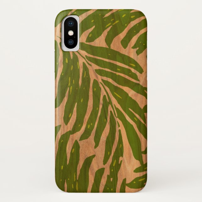 Capa Para iPhone, Case-Mate Falso havaiano da palma de Kahanu de madeira no (Verso)