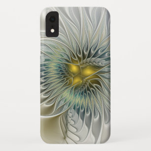 Capa Para iPhone Da Case-Mate Fantasia da Flor de Prata Dourada arte fractal abs