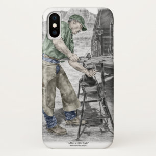 Capa Para iPhone X Farrier Blacksmith Usando Anvil