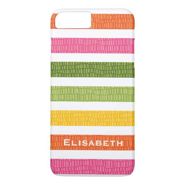 Capa Para iPhone, Case-Mate Faux Croc Bright Stripe (Verso)