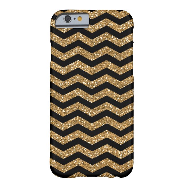 Capa Para iPhone, Case-Mate Faux Glitter Chevron Preto Dourado (Verso)