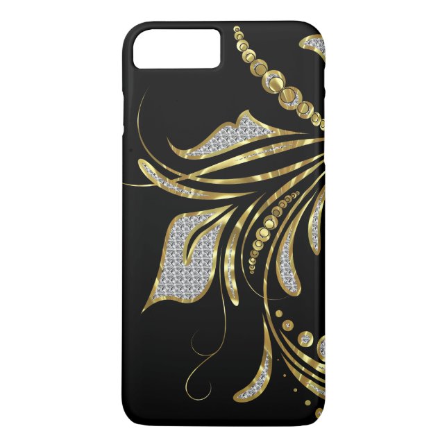Capa Para iPhone, Case-Mate Faux Glitter e Elegante Floral Dourada (Verso)