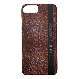 Capa iPhone 8/ 7 Faux Leather Brown Personalizada Emboscada
