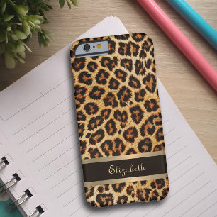 Capa Para iPhone Da Case-Mate Faux Leopard Imprimido Castanho Dourado Nome