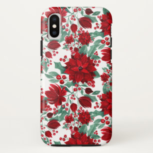 Capa Para iPhone Da Case-Mate Feliz Flores De Poinsettia Vermelha Ivy Deixa Aqua