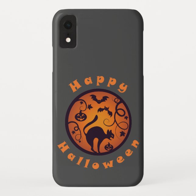 Capa Para iPhone, Case-Mate Feliz Halloween lanterna gato preto aranhas e morc (Verso)