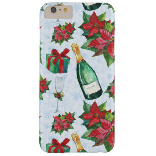Capa Barely There Para iPhone 6 Plus Feriado de Champagne do Festa de Natal Watercolor