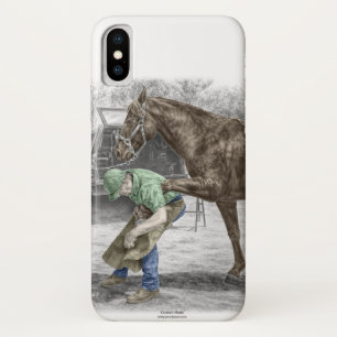 Capa Para iPhone X Ferreiro do Farrier que calça o cavalo