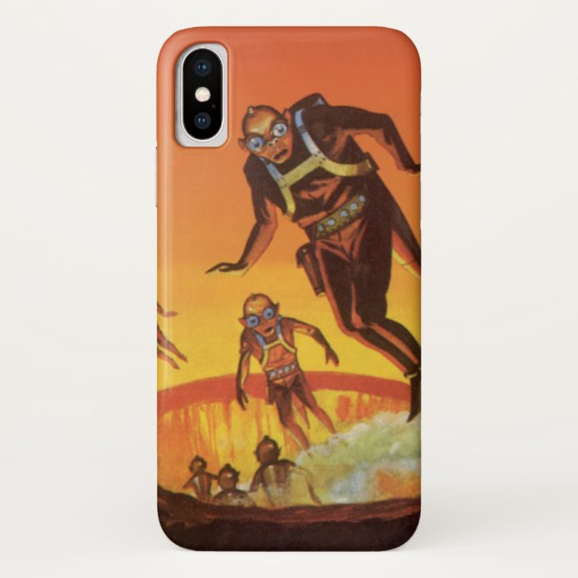 Capa Para iPhone, Case-Mate Ficção científica retrô, alienígenas de ficção cie (Verso)