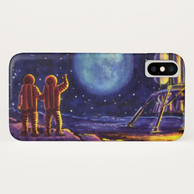Capa Para iPhone, Case-Mate Ficção científica retrô, astronautas de ficção cie (Verso (Horizontal))