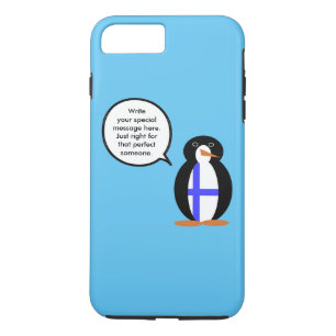 Capa iPhone 8 Plus/7 Plus Finlândia Falando Sra. Penguin Personalizada