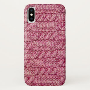 Capa Para iPhone X Fio cor-de-rosa malha cabografada