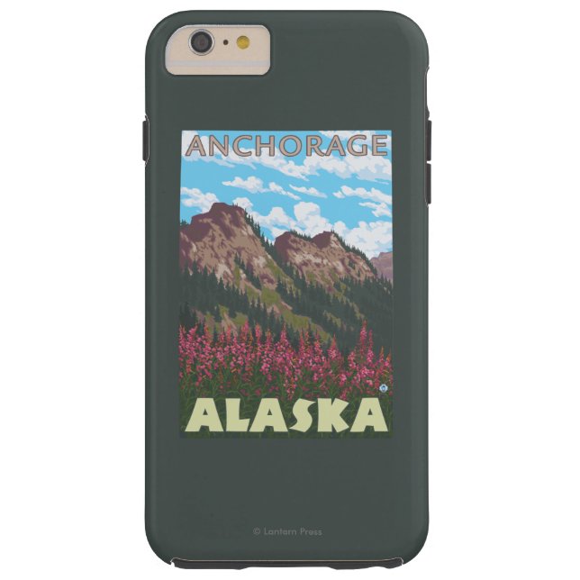 Capa Para iPhone, Case-Mate Fireweed & montanhas - Anchorage, Alaska (Verso)