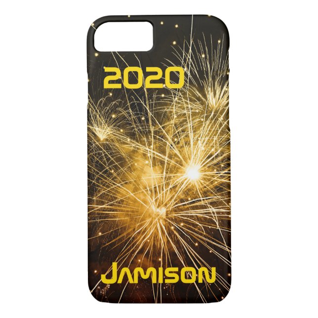 Capa Para iPhone, Case-Mate Fireworks Dourado no nome personalizado de fundo e (Verso)