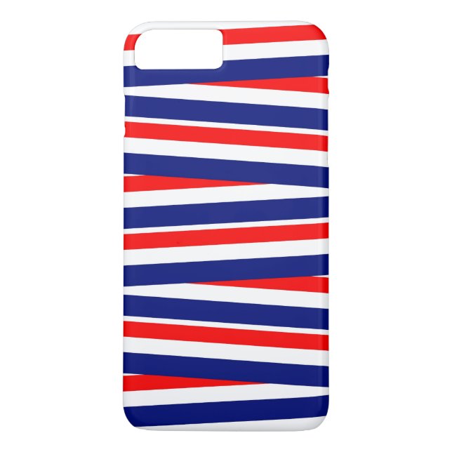 Capa Para iPhone, Case-Mate Fitas Vermelhas, Brancas e Azuis (Verso)