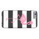 Capa Para iPhone, Case-Mate Flamingo cor-de-rosa Monogrammed + Preto + Listras (Verso Horizontal)