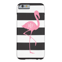 Flamingo cor-de-rosa Monogrammed + Preto + Listras