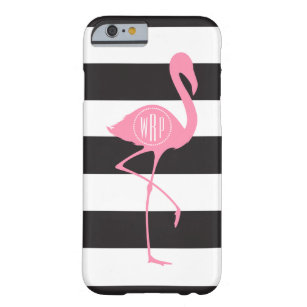 Capa Barely There Para iPhone 6 Flamingo cor-de-rosa Monogrammed + Preto + Listras