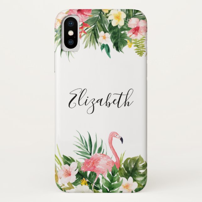 Capa Para iPhone, Case-Mate Flamingo floral tropical personalizado (Verso)