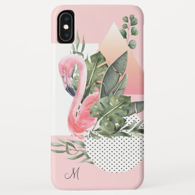 Capa Para iPhone, Case-Mate Flamingo Tropical Feminino com Monograma (Verso)