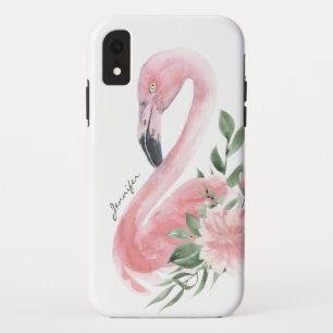 Capa Para iPhone Da Case-Mate Flamingo Tropical Floral, cor rosa, com nome