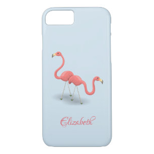 Capa iPhone 8/ 7 Flamingos Adoráveis, Azul - Personalizado
