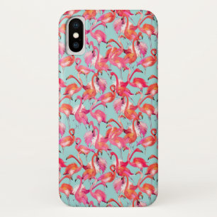 Capa Para iPhone X Flamingos da aguarela recolhidos