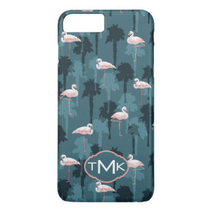 Capa Para iPhone Da Case-Mate Flamingos Pastel no monograma da cerceta  
