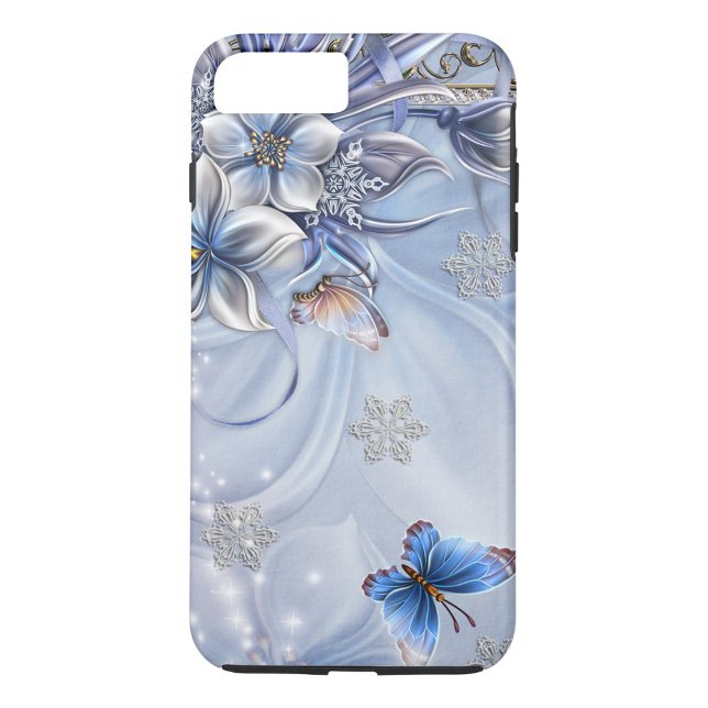 Capa Para iPhone, Case-Mate Floco de neve (Winter Snowflakes Blue Butterfly iPhone Case)