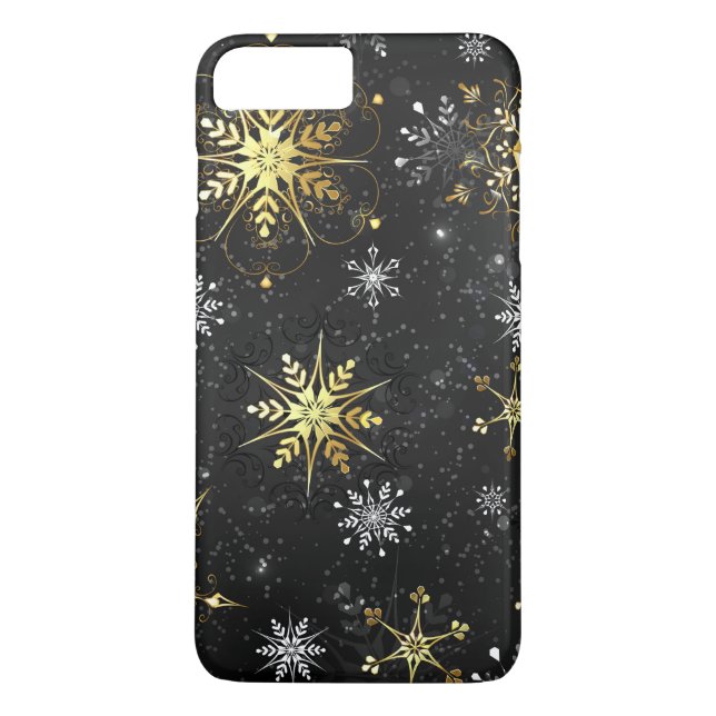 Capa Para iPhone, Case-Mate Flocos de neve do Ouro Xmas em preto (Verso)