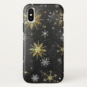 Capa Para iPhone Da Case-Mate Flocos de neve do Ouro Xmas em preto