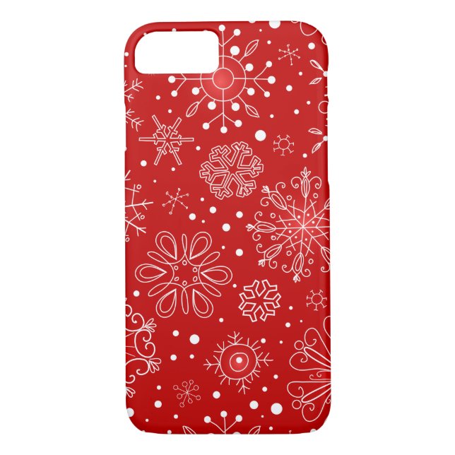 Capa Para iPhone, Case-Mate Flocos de neve no fundo vermelho (Verso)
