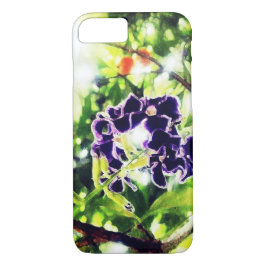 Capa iPhone 8/ 7 Flor azul violeta parece pintura a óleo
