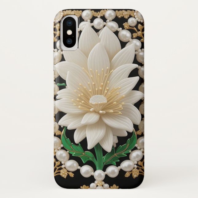 Capa Para iPhone, Case-Mate Flor Branca Luxuosa (Verso)